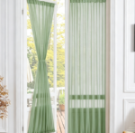 Light-Filtering Linen Door/Closet Curtain (Sheer Texture, Sage Green)