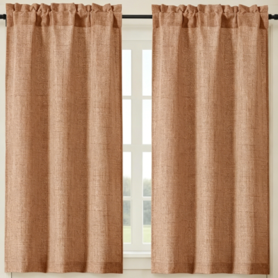 Thick Textured Café-Style Short Curtain (Kitchen, Semi-Blackout, Orange)