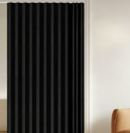 Black Folding Door Curtain With Track (Full Blackout, For Bedroom/Living Room/Entryway)
