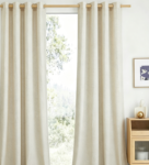 Thick Semi-Sheer Linen Curtain (Grommet-Style, For Bedroom/Living Room)