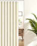 Cream-Colored Folding Privacy Curtain For Open Closets (Includes Tie-Back)