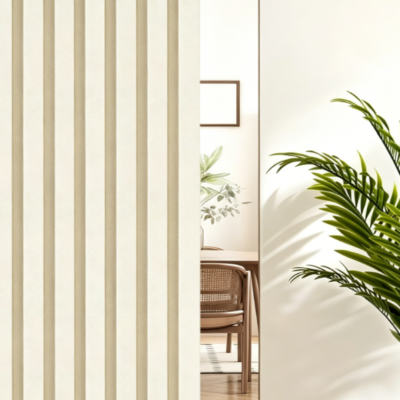 Cream-Colored Folding Privacy Curtain For Open Closets (Includes Tie-Back)