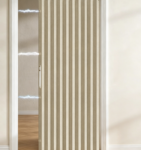 Beige Magnetic Folding Door Curtain (Full Blackout, Accordion-Style Partition)
