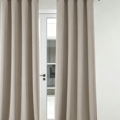 Thick Grommet Curtain (Full Blackout, Thermal For Sliding Doors, Stone-Colored)