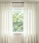 Cream-Colored Light-Filtering Linen Curtain (Farmhouse Style, For Bedroom/Living Room)