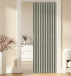 Grey Folding Magnetic Door Curtain (Full Blackout, For Bedroom/Living Room/Entryway)