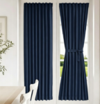 French Door Curtain With Dual Rod Pockets (Patio, Blackout, Dark Blue)