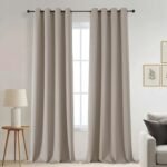 Blackout Curtains for Bedroom - Thermal Insulated Drapes 2 Panels Set, Solid Thick Grommet Light Blocking Curtains for Sliding Door, Stone Color, 2x52Wx96L Inches