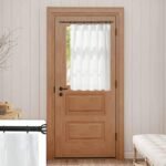 Kitchen Window Curtains Over Sink,Pinch Pleat Linen Sheer Short Back Door Curtains for Inside House Front Door Window 30x40 Inch Length White