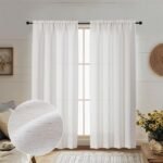 Natural Curtains 72 Inch Length 2 Panels Set for Living Room Bedroom, Light Filtering Faux Slub Textured Window Curtain Panels, Solid Airy Soft Rod Pocket French Door Drapes, 2 Pcs 40Wx72L