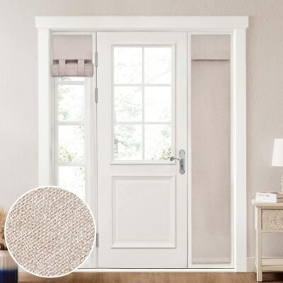 100% Linen Blackout Sidelight Curtains for Front Door, Side Door Window Curtains, Small Window,Thermal Insulated Covering, 1 Panel, W12 X L68 Inch, Natural