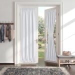 Non-See-Through French Door Curtain, 50% Light Blocking Solid Rod Pocket Privacy Window Treatment for Sliding Glass French Door with Adjustable Tieback, 25 x 72-inch, Pure White, 1 Piece