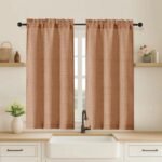 Cafe Curtains 45 Inch Length 2 Panels, Thick Textured Kitchen Door Curtains, Semi Privacy Light Filtering Half Short Bedroom Curtains for Small Window Living Room Dining, 2x30Wx45L, Orange