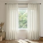 Linen Curtains for Living Room, Cream Light Filtering Cottage Core Country Farmhouse Curtains, Light Weight Natural Fabric Rod Pocket Neutral Cotton Semi Sheer Privacy Curtain for Bedroom 84 Inch Long