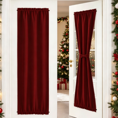 Christmas-Red French Door Curtain (Patio Glass, Thermal & Blackout)